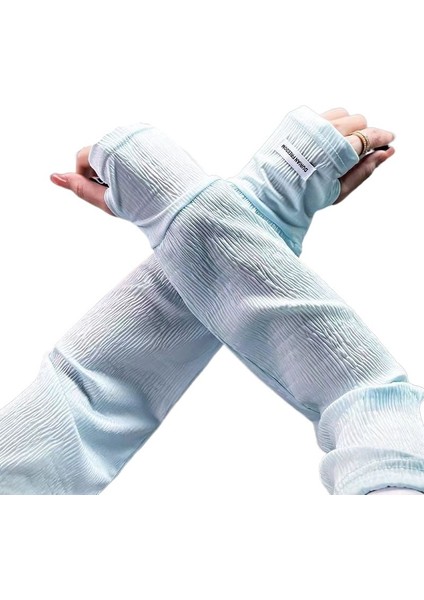 Yaz Yeni Pileli Buz Kollu Kadın Güneş Koruma Buz Ipek Kollu Gevşek Kol Koruma Anti-Ultraviyole Açık Hava Bisiklet (Yurt Dışından)