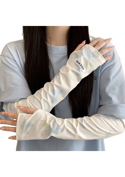 Yaz Yeni Kelebek Buz Ipek Kollu Kadın Anti-Ultraviyole Kore Versiyonu Güneş Koruması Bisiklet Kol Koruyucuları Yaz Buz Kollu (Yurt Dışından)