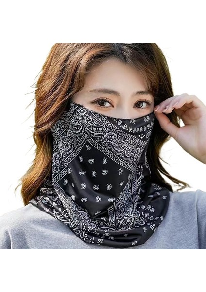 Güneş Koruyucu Maske Boyun Koruma Entegre Erkek ve Kadın Buz Ipek Peçe Bisiklet Seyahat Açık Hava Örtüsü Boyun Örtüsü Tam Yüz Anti-Ultraviyole (Yurt Dışından)