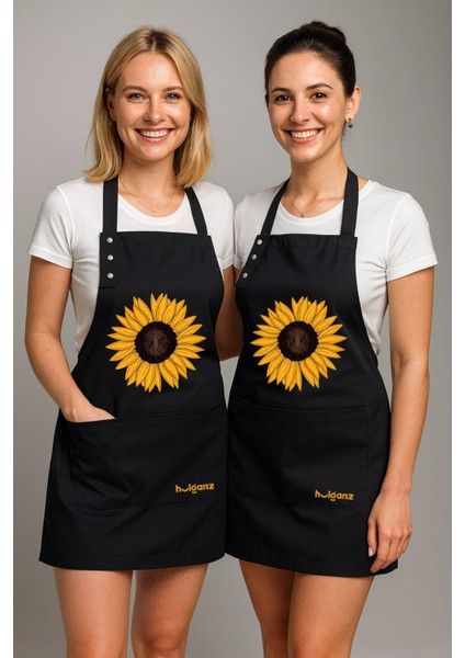 Mutfak Önlüğü Seti 2'li Leke Tutmaz Su Itici Kumaş Solmaz Baskı Ayçiçeği Önlük