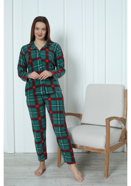 Fwn 3957 Boydan Düğmeli Polar Kışlık Kadın Pijama Takımı fiyatları
