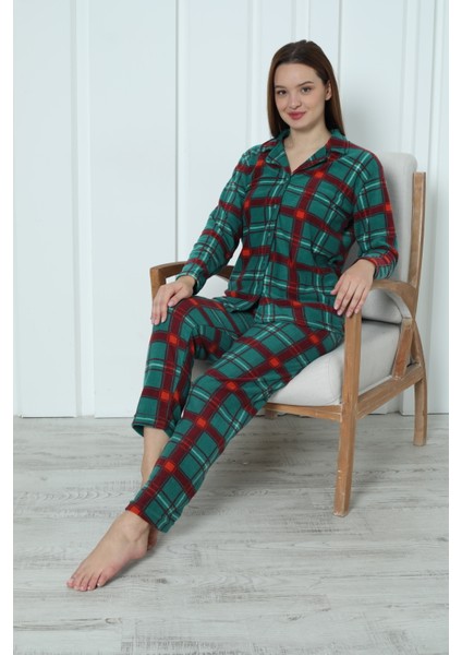 Fwn 3957 Boydan Düğmeli Polar Kışlık Kadın Pijama Takımı modelleri