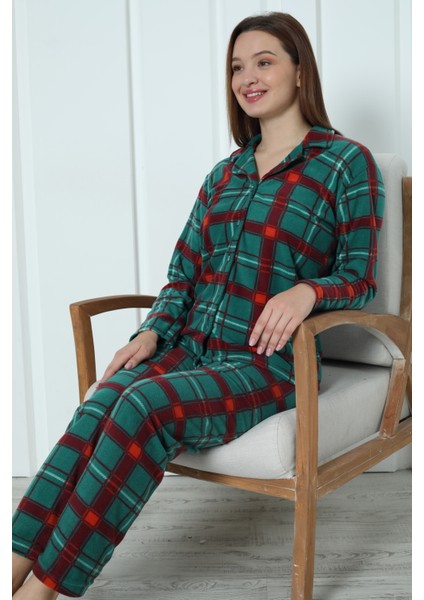 Fwn 3957 Boydan Düğmeli Polar Kışlık Kadın Pijama Takımı fırsatları