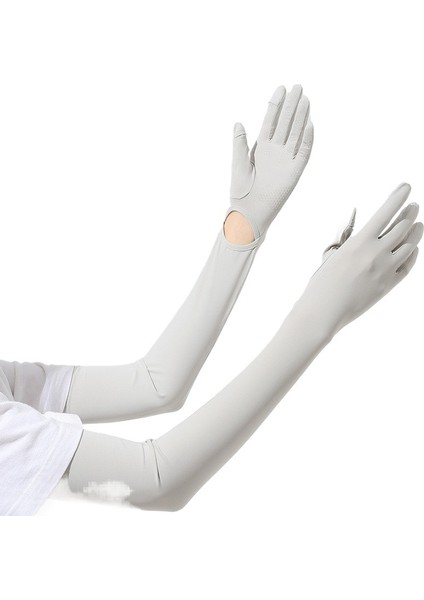 Kadınlar Için Yaz Güneş Koruma Kollu Uv Korumalı Buz Ipek Eldiven Sürüş Güneşliği Uzatılmış Kol (Yurt Dışından)