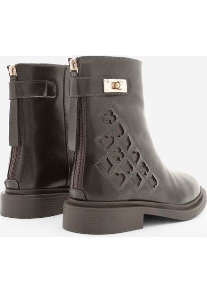 Kadın Tokalı Arkadan Fermuarlı Günlük Bot Himpa Kahve modelleri