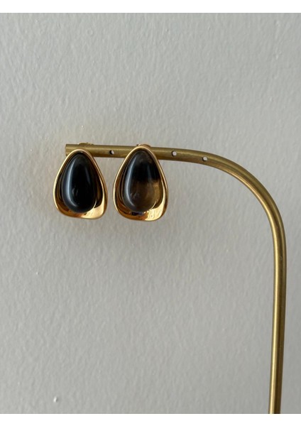 Vintage Damla Model Koyu Yeşil Gold Çelik Küpe fiyatları