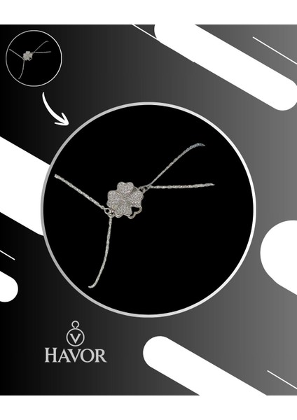 316L Çelik Zincirli Gümüş Renk Dönen Yonca Şahmeran – Kararmaz, Paslanmaz Kadın Bileklik