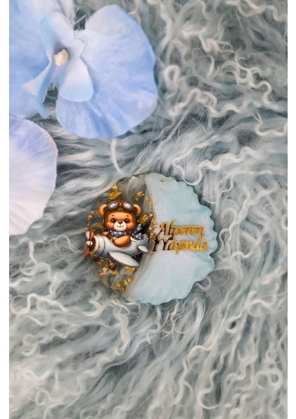 Uçak ve Ayıcık Figürlü Kişiye Özel Erkek Çocuk Doğum Günü Epoksi Magnet 20ADET indirimleri