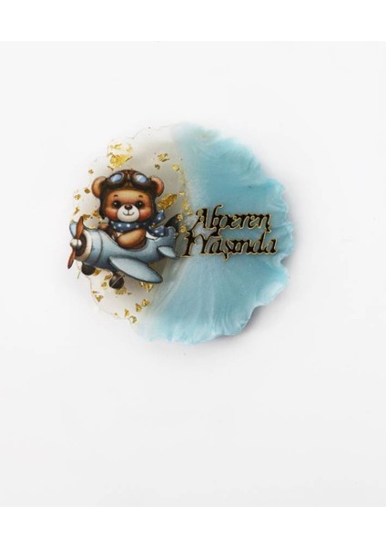 Uçak ve Ayıcık Figürlü Kişiye Özel Erkek Çocuk Doğum Günü Epoksi Magnet 20ADET