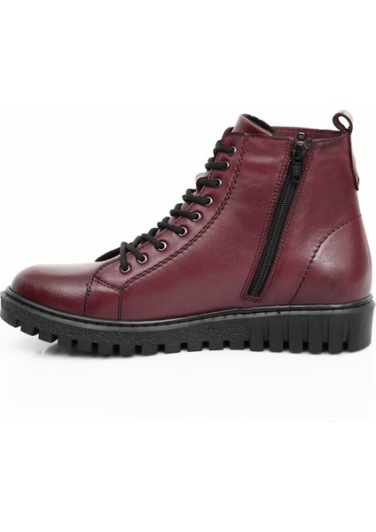 Kadın Antik Bordo Fermuarlı Kauçuk Taban Hakiki Deri Postal Bot indirimleri