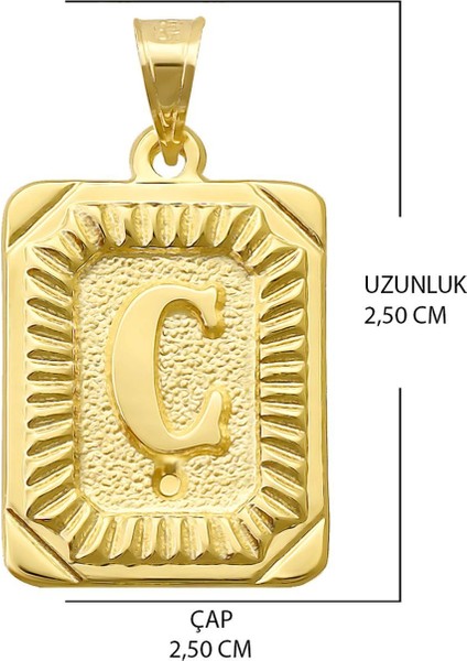 14 Ayar Altın C Harfi Kolye Ucu fiyatları