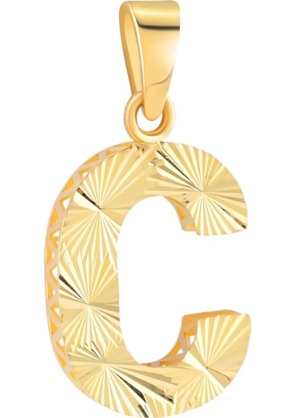 14 Ayar Altın Ç Harfi Kalemli Kolye Ucu