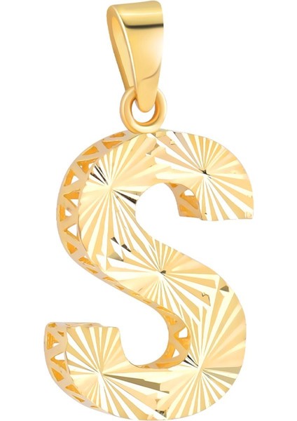 14 Ayar Altın S Harfi Kalemli Kolye Ucu