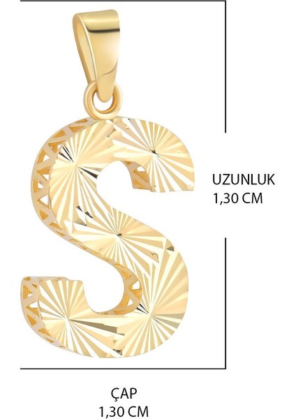 14 Ayar Altın S Harfi Kalemli Kolye Ucu fiyatları