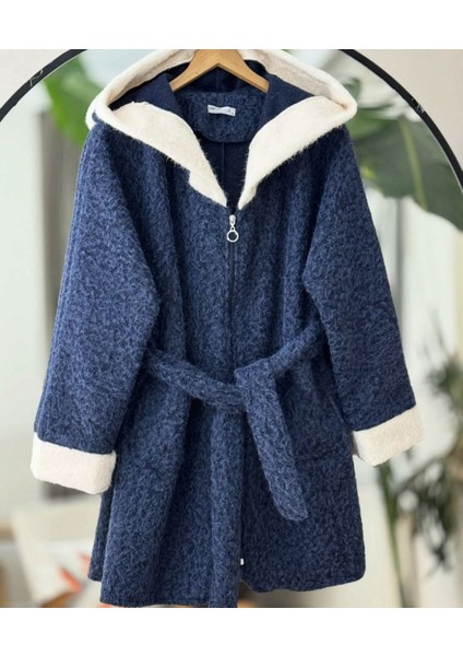 Fermuarlı Garnili Çift Cep Kemerli Kaşe Kap