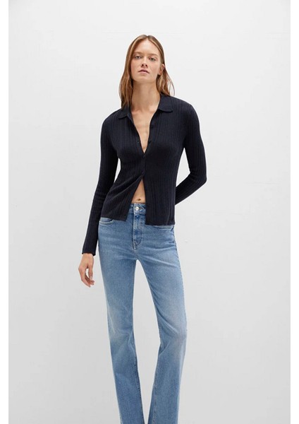 Yün Karışımlı Kadın Lacivert Triko Polo fiyatları