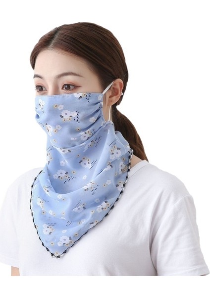 Kadınlar Için Yeni Yaz Dış Mekan Güneş Koruyucu Maske Bisiklet Nefes Alabilen Kulak Askılı Peçe Tam Yüz Maskesi Boyunluk (Yurt Dışından)