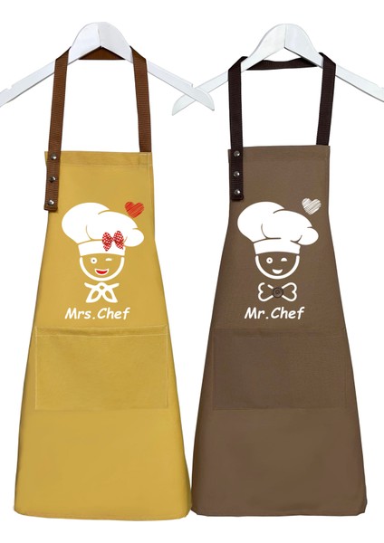 Kumaş Mutfak Önlüğü Seti 2'li Leke Tutmaz Su Itici %65 Pamuk %35 Polyester Kadın - Erkek Chef Şef Önlük fiyatları