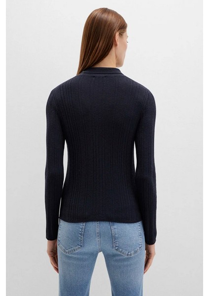 Yün Karışımlı Kadın Lacivert Triko Polo indirimleri