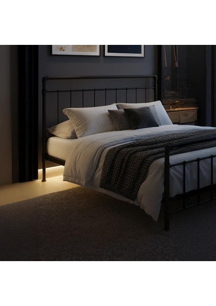 Odin Çift Kişilik Metal Karyola-Siyah (Ahşap Latalı) fiyatları