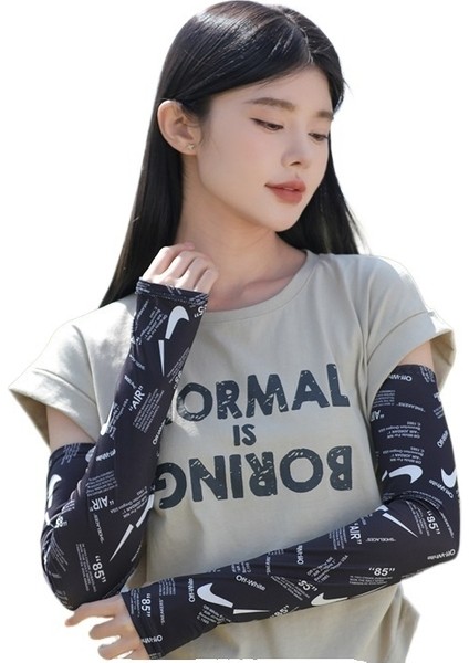 Yeni Moda Yaz Buz Kollu Mektup Baskı Buz Ipek Kollu Erkekler ve Kadınlar Güneş Koruması Açık Hava Bisiklet Anti-Ultraviyole Buz Kollu (Yurt Dışından)