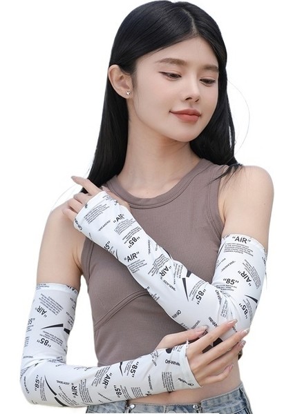 Yeni Moda Yaz Buz Kollu Mektup Baskı Buz Ipek Kollu Erkekler ve Kadınlar Güneş Koruması Açık Hava Bisiklet Anti-Ultraviyole Buz Kollu (Yurt Dışından)