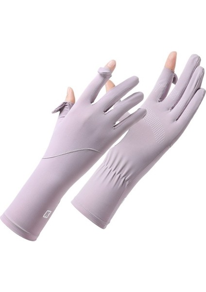 Kadınlar Için Yaz Aylarında Yeni Güneş Koruma Eldivenleri, Buz Ipek, Ince, Uv Koruması, Nefes Alabilir, Kaymaz, Dokunmatik Ekran, Parmaksız, Sürüş ve Bisiklet (Yurt Dışından)