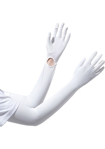 Kadınlar Için Yaz Güneş Koruma Kollu Uv Korumalı Buz Ipek Eldiven Sürüş Güneşliği Uzatılmış Kol (Yurt Dışından)