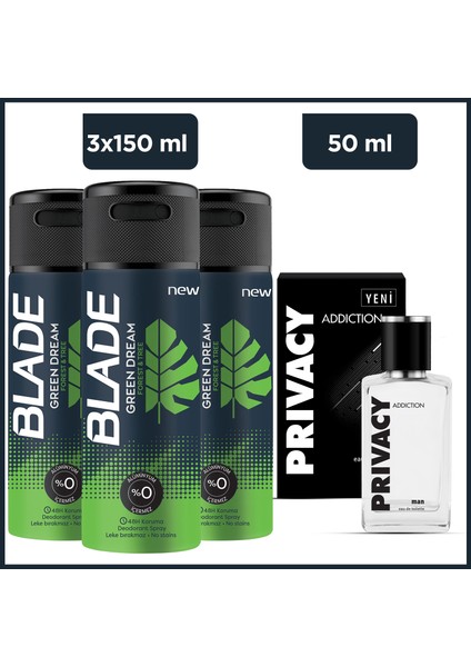 Addiction Men Edt 50 ml & Blade Green Dream 3X150 ml