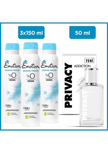 Addiction Woman Edt 50 ml & Emotion Ocean Fresh 3X150 ml