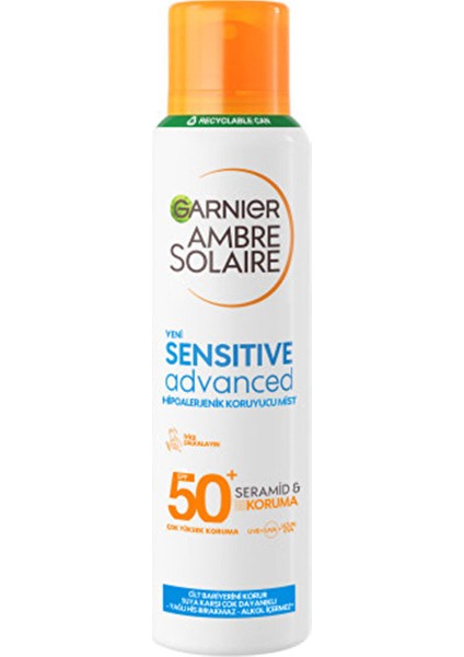 3 Adet Garnier Ambre Solaire Sensitive Advanced Hipoalerjenik Spf 50+ Güneş Koruyucu Mist 150 ml