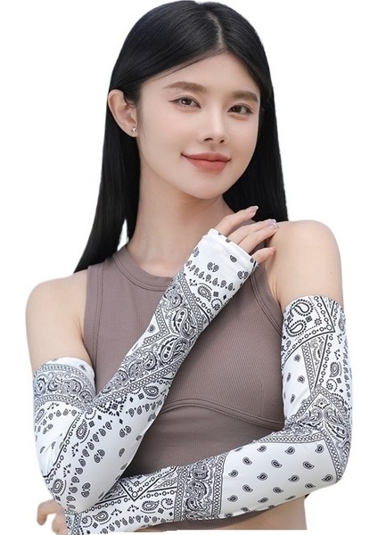 Yeni Yaz Buz Kollu Mektup Baskı Buz Ipek Kollu Erkek ve Kadın Güneş Koruma Kollu Açık Hava Bisiklet Anti-Ultraviyole Buz Kollu (Yurt Dışından)