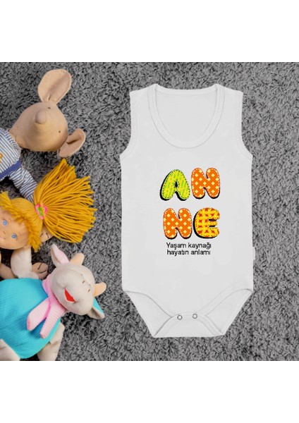 Anne Baskılı Beyaz Pamuklu Body Çıtçıtlı Zıbın