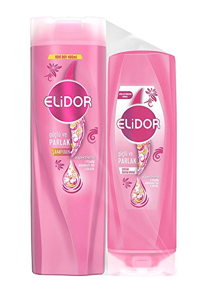 3 Adet Elidor Güçlü Parlak Şampuan 400 ml + Saç Bakım Kremi 200 ml