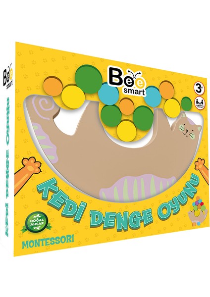 4 Adet Bee Smart Doğal Ahşap Kedi Denge Oyunu