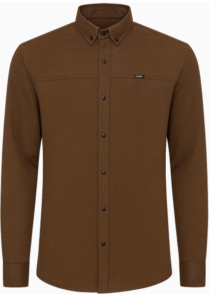 Yxc Uzun Kol Slim Fit Erkek Örme Gömlek - 7437