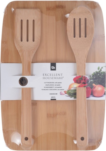 Ahşap Kaşıklı Kesim Panosu Seti 3 Adet