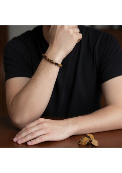 Kaplan Gözü Doğal Taş Bileklik | Güç, Cesaret ve Koruma Taşı (Kadın & Erkek) fırsatları