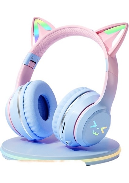 BT612 Yeni Degrade Renkli Kedi Kulaklı Bluetooth Kulaklık Kablosuz Kafa Bandı Müzik Internet Ünlü Katlanabilir Kulaklık Mikrofon (Yurt Dışından)
