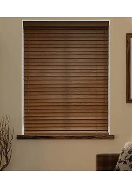 Wooden Blinds %100 Doğal Ahşap Jaluzi Perde 50MM,ALÜMINYUM Kasalı Yüksek Kaliteli - Ceviz Kurdelasız indirimleri