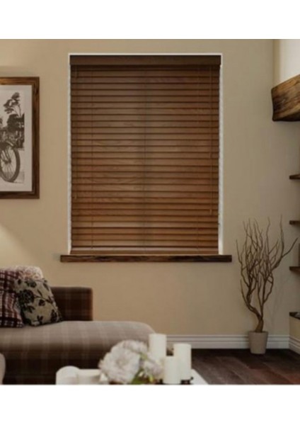 Wooden Blinds %100 Doğal Ahşap Jaluzi Perde 50MM,ALÜMINYUM Kasalı Yüksek Kaliteli - Ceviz Kurdelasız modelleri