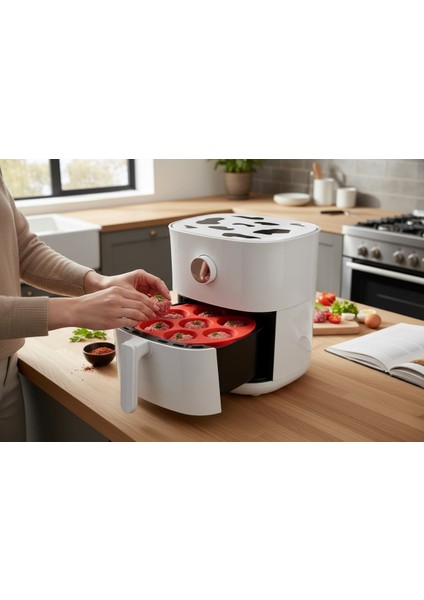 Kırmızı Airfryer Uyumlu Silikon Pişirme Kabı – Yapışmaz, Isıya Dayanıklı fiyatları