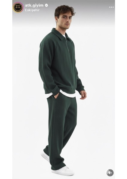 Erkek Oversize Fit Kadife Dokulu Eşofman Takımı **fermuarlı Ceket Veya Yarım Fermarlı Sweatshırt** Baggy Pantolon Yeşil**siyah**bej** fiyatları