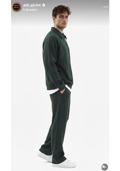 Erkek Oversize Fit Kadife Dokulu Eşofman Takımı **fermuarlı Ceket Veya Yarım Fermarlı Sweatshırt** Baggy Pantolon Yeşil**siyah**bej** modelleri