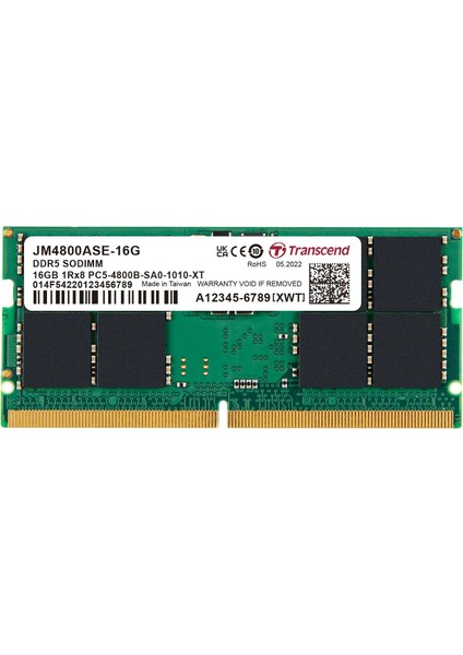 JM4800ASE-16G 16GB Ddr5 4800MHZ CL40 1.1V Notebook Ram