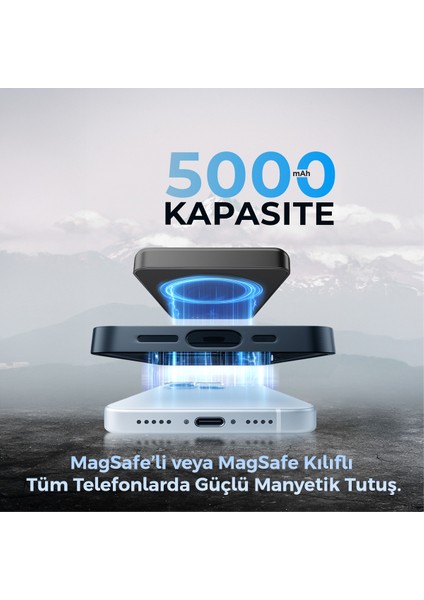 Magsafe Powerbank 5000 Mah Qı2 Siyah Renk 20W Hızlı Taşınabilir Şarj Cihazı fırsatları