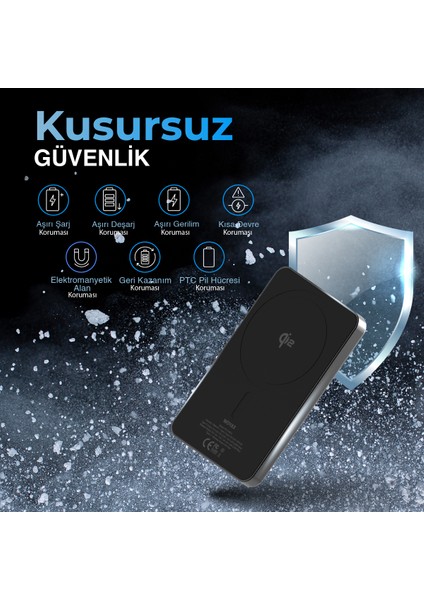 Magsafe Powerbank 5000 Mah Qı2 Siyah Renk 20W Hızlı Taşınabilir Şarj Cihazı indirimleri