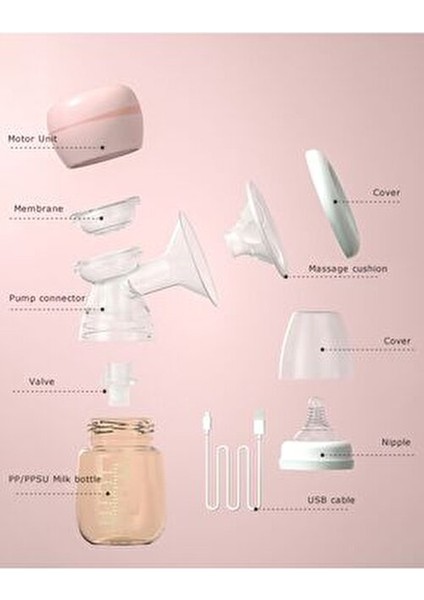 YH-8106 Elektrikli Tekli Kablosuz Göğüs Pompası Kompakt Tasarım 2000mAh Şarjlı