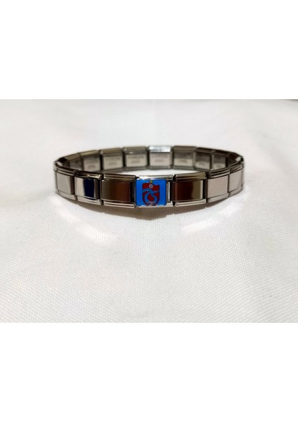 Bordo Mavi Trabzon Italyan Charmlı Bileklik – Paslanmaz Çelik Taraftar Hediye Kutusunda