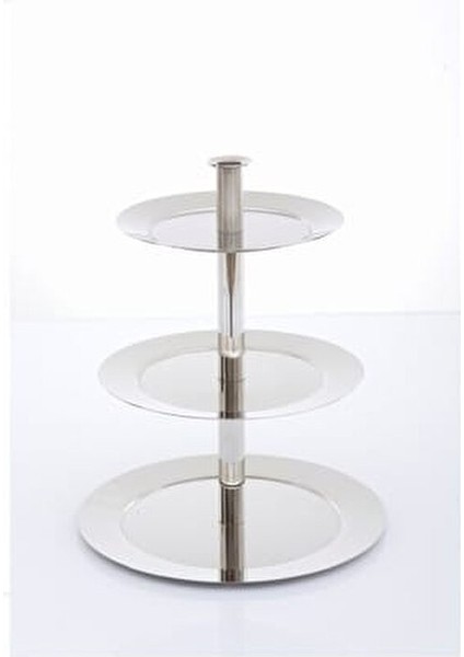Üç Katlı Meyvelik 18/10 Cr-Ni Paslanmaz Çelik Korozyona Dayanıklı 33 cm Yükseklik